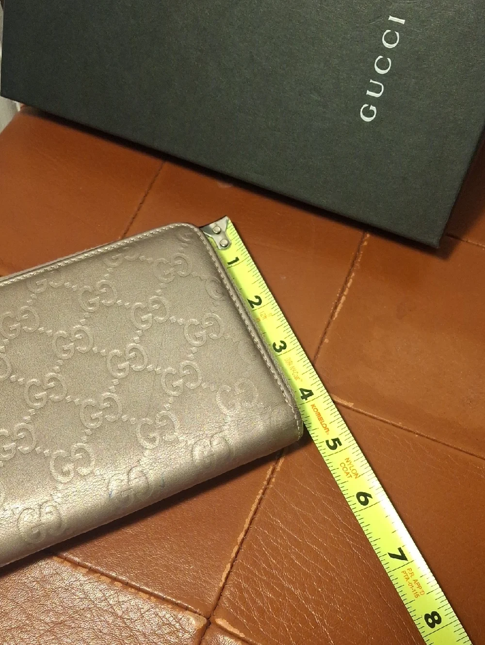 Gucci Metallic Taupe GG Zip Around Wallet - Metallic Beige - Picture 12 of 12